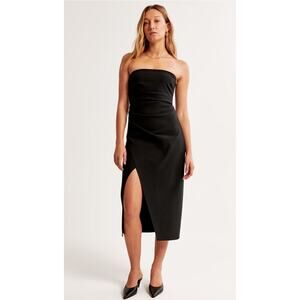 Abercrombie & Fitch Black Strapless Midi Dress